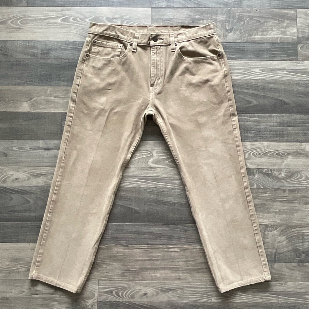 34x27 Levi's 502 Corduroy Taper Fit Pants Men’s Tan Stretch White Tab Jeans